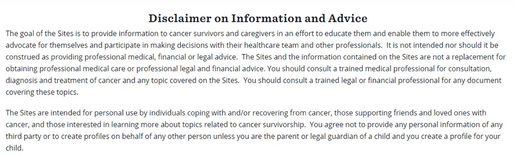 LIVESTRONG Disclaimer on Information and Advice