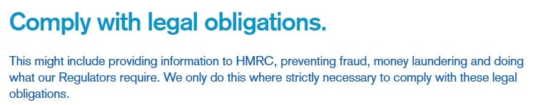TSB Privacy Policy: Comply with legal obligations clause