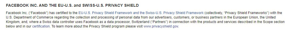 Facebook: EU-US and Swiss-US Privacy Shield clause