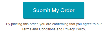 MyProtein Submit My Order button with agreement links