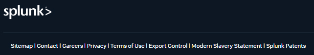 Splunk website footer with links