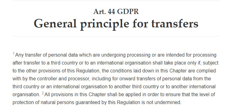 GDPR Info: Article 44 - General principle for transfers