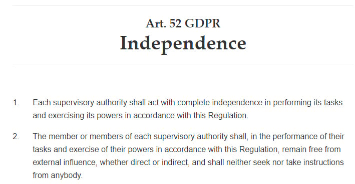 GDPR Info: Article 52  Independence excerpt