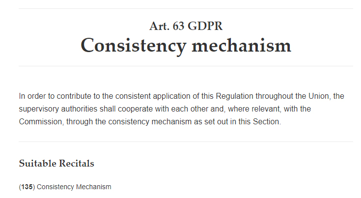 GDPR Info: Article 63 - Consistency mechanism