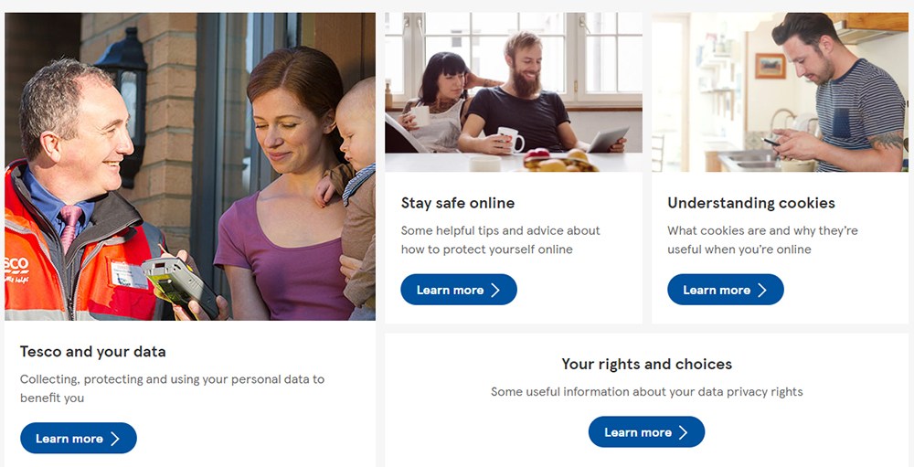 Screenshot of Tesco Privacy Center