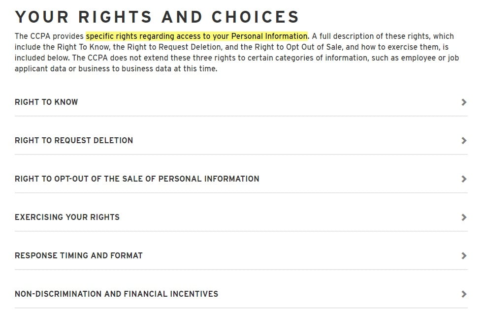 Levis Privacy Policy: Your Rights and Choices clause