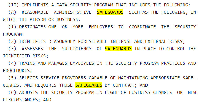 NY Senate: NY SHIELD Act - Administrative Safeguards section