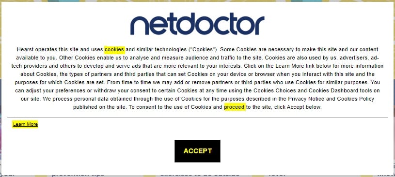 NetDoctor cookie consent notice