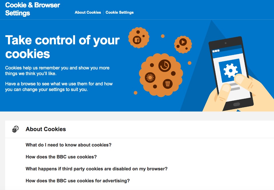 BBC: Cookies and Browser Settings - Take Control page screenshot