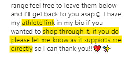 Becca Sills Instagram post with affiliate link disclosure