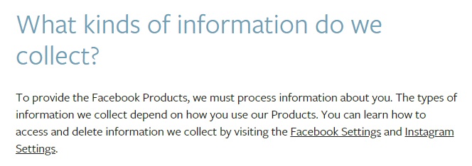 Facebook Data Policy: Information Collect clause