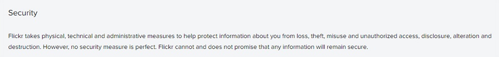 Flickr Privacy Policy: Security clause