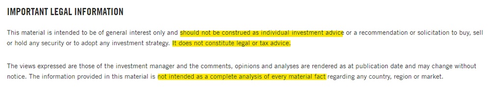 Franklin Templeton Important Legal Information disclaimer