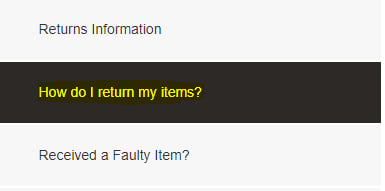 Gymshark Returns Policy: How do I return my items menu