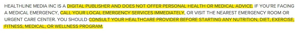 Healthline medical advice disclaimer