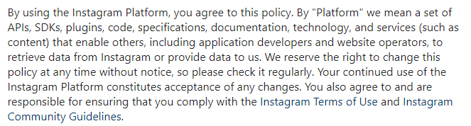 Instagram Platform Policy: Introduction clause