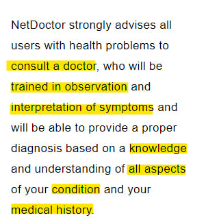 NetDoctor Conditions for Use: Consult doctor disclaimer clause