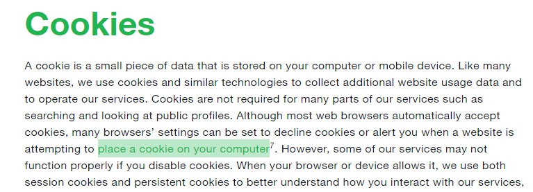 Twitter Privacy Policy: Cookies clause excerpt