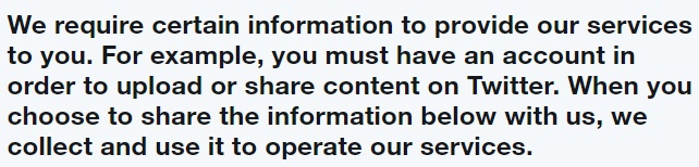 Twitter Privacy Policy: Information You Share With Us clause