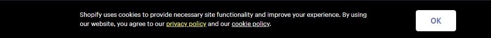 Shopify cookies consent notice
