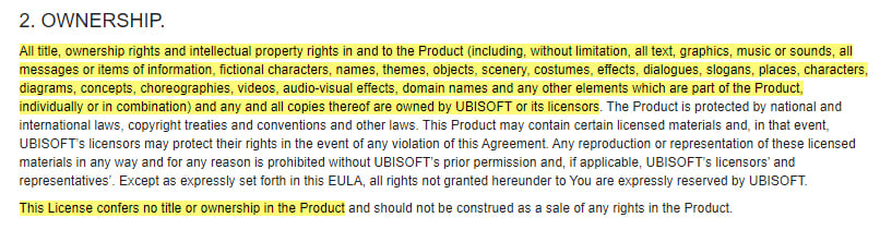 Ubisoft EULA: Ownership clause