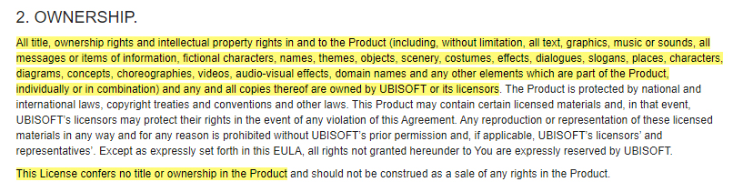 Ubisoft EULA: Ownership clause