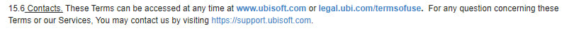 Ubisoft Terms of Use: Contacts clause