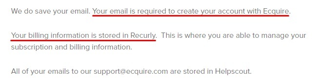 Ecquire Privacy Policy: How data is used clause