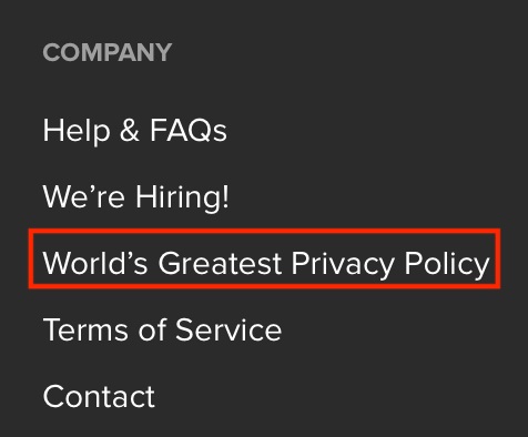 Ecquire website footer with Privacy Policy link highlighted