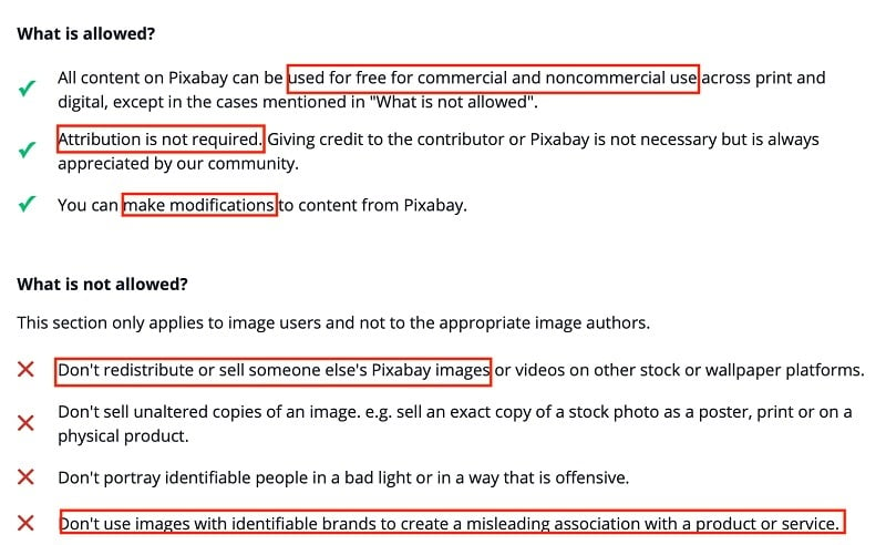 Pixabay Simplified License: What's allowed and what's not allowed guidelines