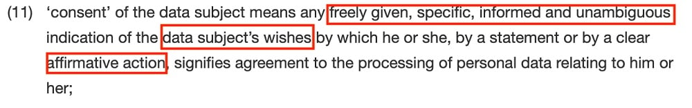 GDPR Info: Article 4 Section 11: Consent