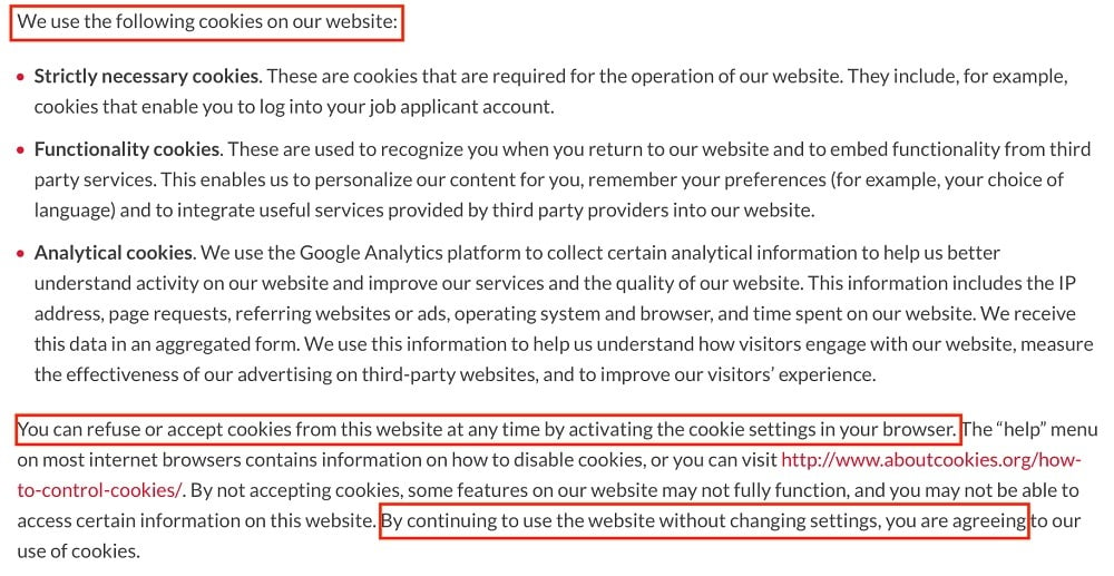 Moderna Privacy Policy: Cookies clause