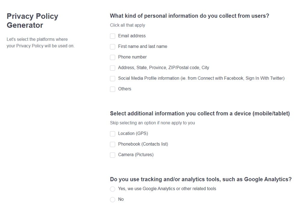 Sample Privacy Policy Template Privacy Policies