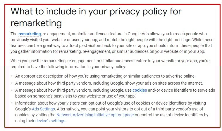 What to Include in Your Privacy Policy for Remarketing