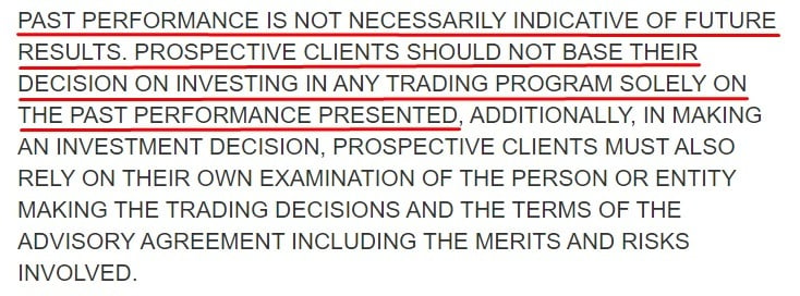 Investing.com Risk Warning Disclaimer: Past Performance excerpt