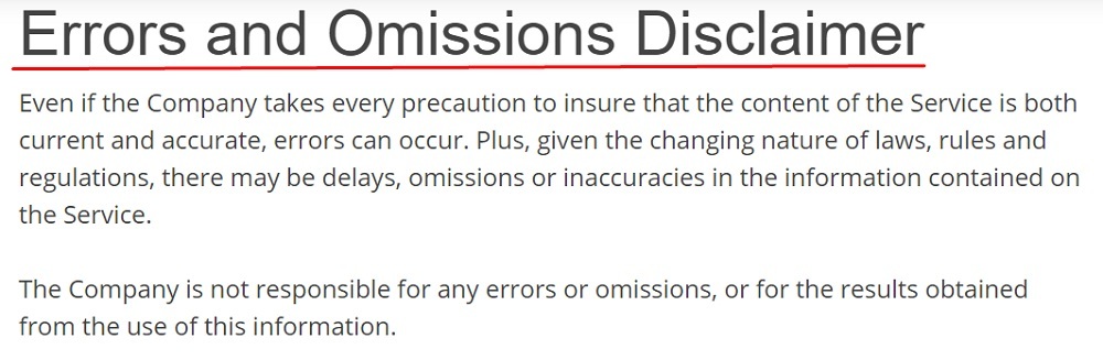 LA Rag Maker Errors and Omissions Disclaimer