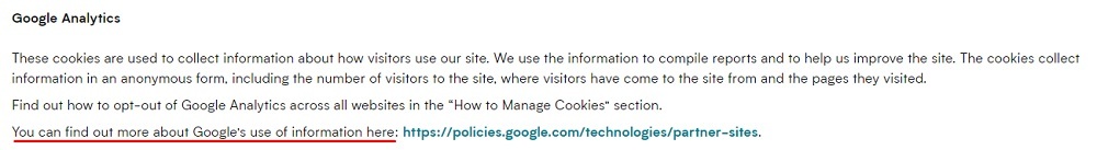 Myprotein Cookies Policy: Google Analytics clause