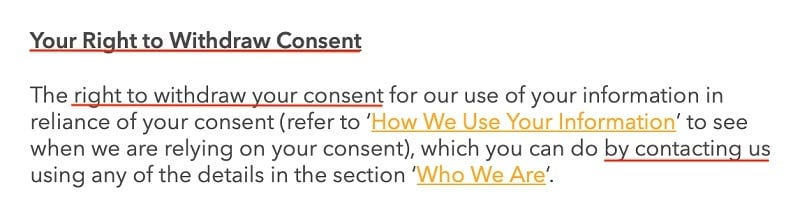 National Geographic Kids Privacy Policy: Your Right to Withdraw Consent clause