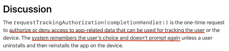 Apple RequestTrackingAuthorization: Discussion section introduction