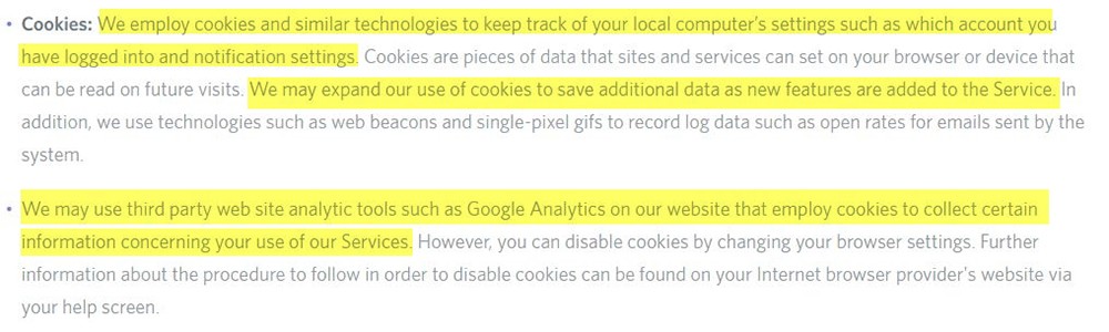 Política de Privacidad de Discord: Cláusula de cookies