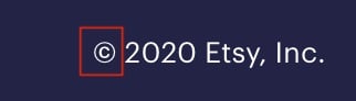 Mention de Droits d'auteur Etsy pour 2020