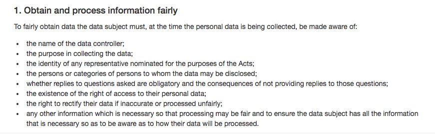Guida del Commissario per la protezione dei dati per i titolari del trattamento dei dati: ottenere e trattare le informazioni in modo equo - RGPD