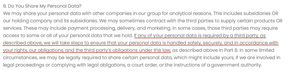 Markd LTD Privacy Policy: Do You Share My Personal Data clause - Security section highlighted