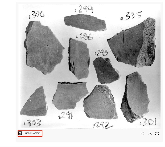 Fotografía del museo Met de un fragmento de la tumba de Mekrete con Aviso de Copyright de dominio público destacado