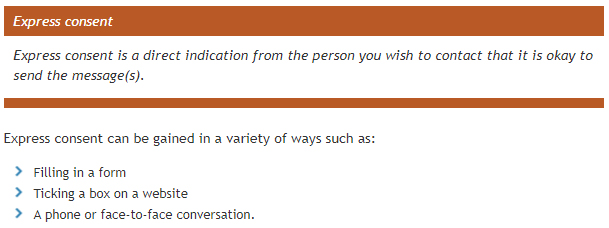 Departamento de Asuntos Internos de Nueva Zelanda: Ejemplos de consentimiento expreso