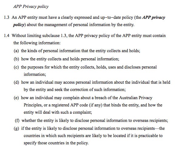 OAIC, Privacy Fact Sheet 17: Australische Datenschutzgrundsätze - APP Privacy Policy Clause
