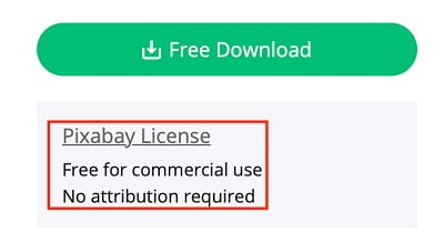 Pixabay Lizenz: Hinweis auf kostenlose gewerbliche Nutzung ohne Urhebernennungserfordernis