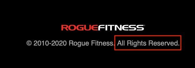 Rogue Fitness Copyright-Vermerk