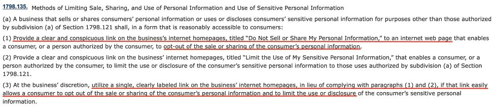 CCPA Section 1798 135 - Definition of Do Not Sell Page V2