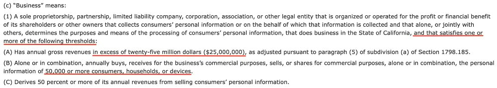 CCPA Section 1798 140 - Definition of Business V2